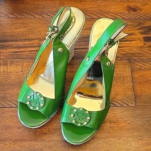 Michael Kors Green Slip On Wedges